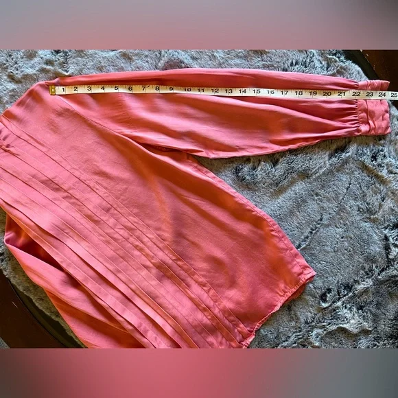 Vintage 100% Silk Jason Prescott Pink Blouse long sleeve button down Large - Picture 11 of 14